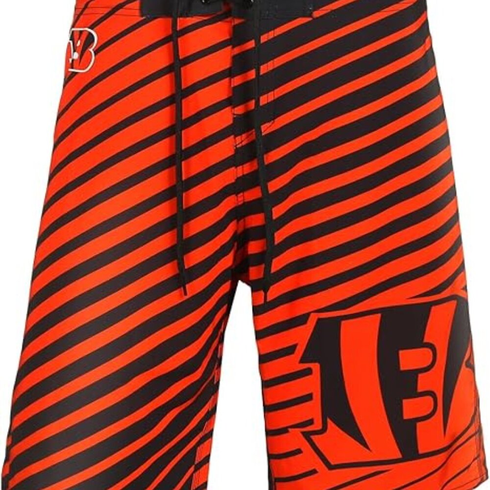 NFL Team Apparel Cincinnati Bengals Volley Swim Stripe Board Shorts Men's 38